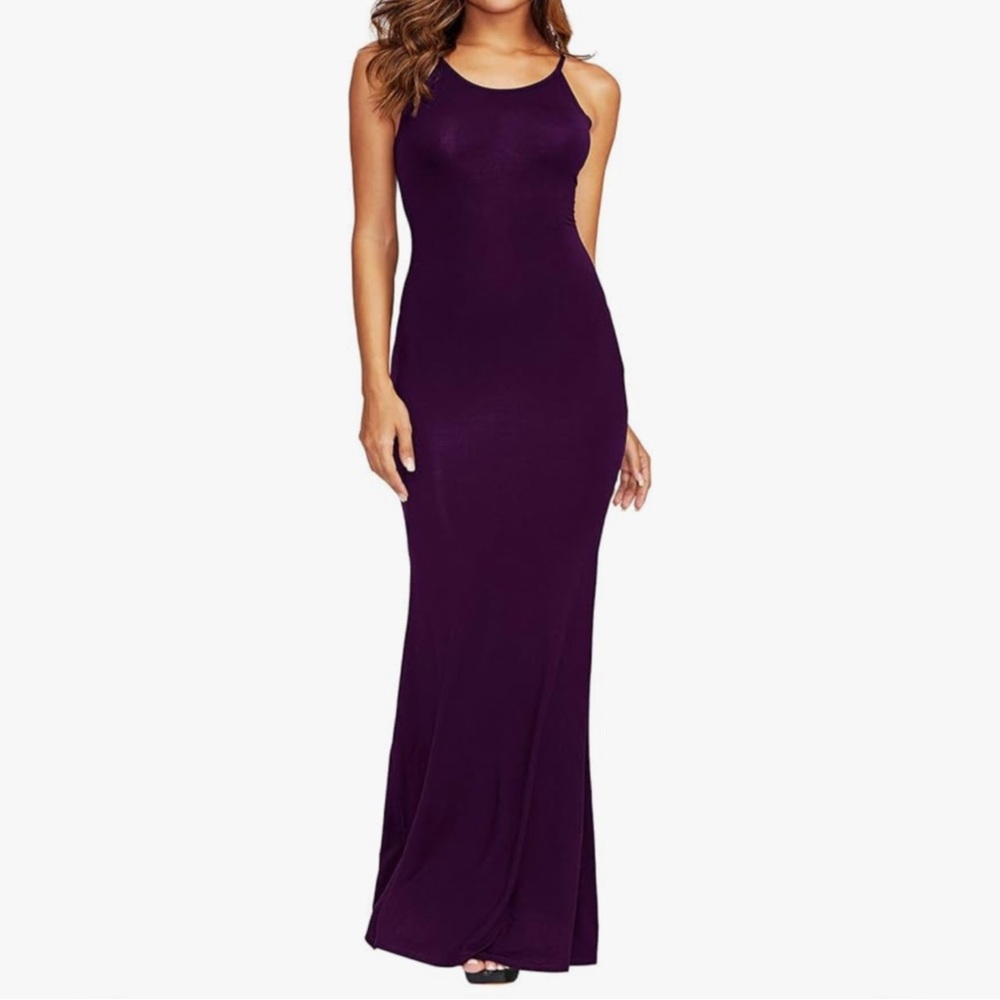 Purple Maxi Dress Ruching Detail
